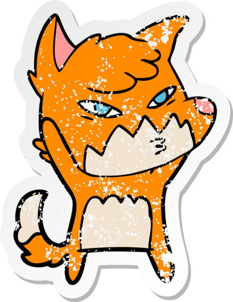 Bir insan tarafından çizilmiş zeki bir tilkinin sıkıntılı çıkartması.