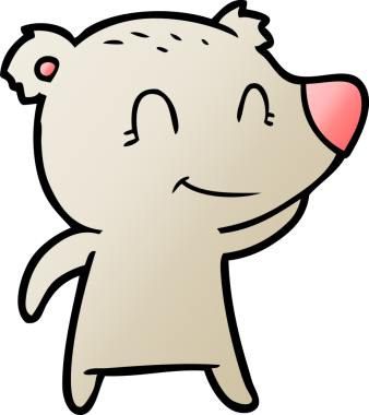 Bir insan tarafından çizilmiş gülümseyen ayı çizgi filmi.