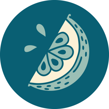 Bir insan tarafından çizilmiş limon diliminin ikonik dövme şekli