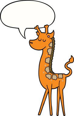 bir insan tarafından çizilmiş konuşma balonlu bir zürafa.