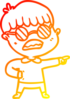 Bir insan tarafından çizilmiş gözlüklü çizgi film karakteri.