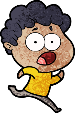 Bir insan tarafından çizilmiş bir karikatür adamı şaşkınlıkla nefes nefese kaldı.