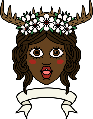 Retro Dövme Tarzı İnsan Druid karakteri Bir insan tarafından çizilmiş pankartıyla