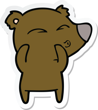 Bir insan tarafından çizilmiş ıslık çalan bir ayının çıkartması.