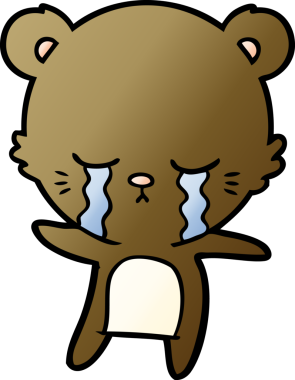 Bir insan tarafından çizilmiş ağlayan ayı karikatürü.