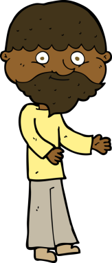 Bir insan tarafından çizilmiş mutlu sakallı bir adam.