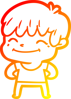 Bir insan tarafından çizilen mutlu bir çocuğun sıcak çizgi çizimi.