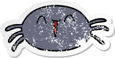 Bir insan tarafından çizilmiş karikatür örümceğinin sıkıntılı çıkartması.