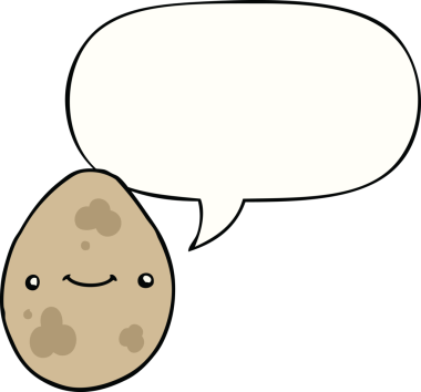 Bir insan tarafından çizilmiş konuşma balonlu çizgi film yumurtası.