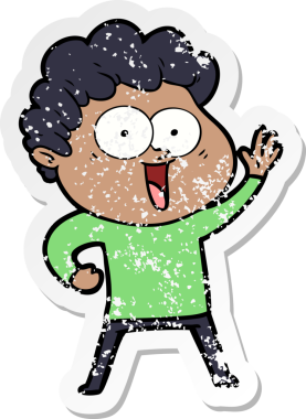 Bir insan tarafından çizilmiş mutlu bir adamın sıkıntılı çıkartması.