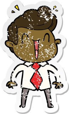 Bir insan tarafından çizilmiş heyecanlı bir karikatür çıkartması.