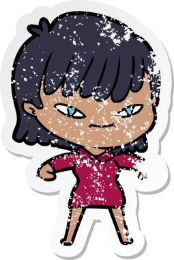 Bir insan tarafından çizilmiş karikatür bir kadının sıkıntılı çıkartması.