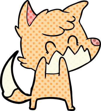 Bir insan tarafından çizilmiş çizgi film dostu tilki.