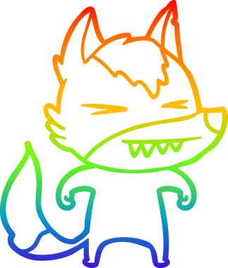 Bir insan tarafından çizilmiş kızgın bir kurt çizgi çizimi.