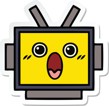 Bir insan tarafından çizilmiş şirin bir robot kafasının çıkartması.