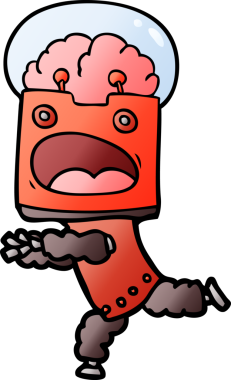 Bir insan tarafından çizilmiş çizgi film robotu