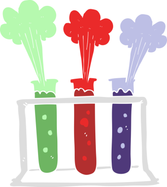 Bir insan tarafından çizilen test tüplerinin düz renk çizimi