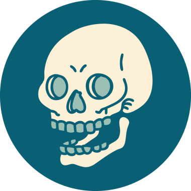 Bir insan tarafından çizilmiş bir kafatasının ikonik dövme şekli