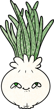 Bir insan tarafından çizilmiş karikatür soğanı.