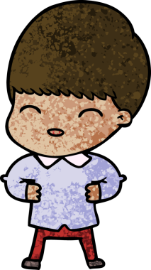 Bir insan tarafından çizilmiş mutlu çizgi film çocuğu.