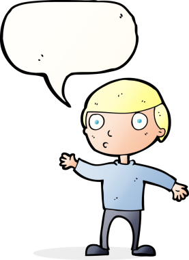 Bir insan tarafından çizilmiş konuşma balonlu bir çizgi film adamı.