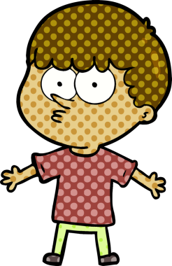 Bir insan tarafından çizilmiş meraklı bir çocuk.