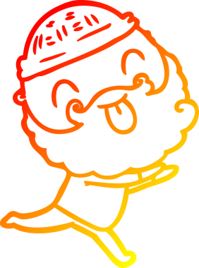 Bir insan tarafından çizilmiş sakallı, koşan bir adamın sıcak çizgi çizimi.