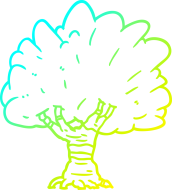 Bir insan tarafından çizilmiş bir karikatür ağacının soğuk gradyan çizimi