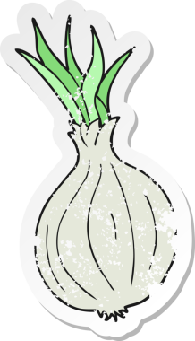 Bir insan tarafından çizilmiş bir karikatür soğanın gerilemiş etiketi.