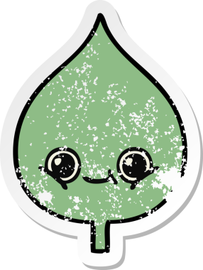 Sevimli bir çizgi film karakterinin sıkıntılı çıkartması. Bir insan tarafından çizilmiş ifade yaprağı.