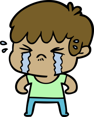 Bir insan tarafından çizilmiş ağlayan çizgi film çocuğu.