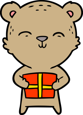 Bir insan tarafından çizilmiş mutlu çizgi film ayısı.