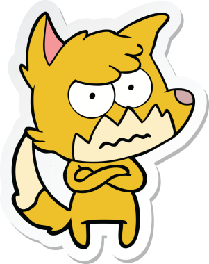 Bir insan tarafından çizilmiş, kızgın tilki çıkartması.