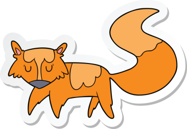 Bir insan tarafından çizilmiş bir tilkinin çıkartması.