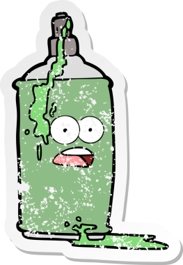 Bir insan tarafından çizilmiş karikatür sprey boya kutusu.