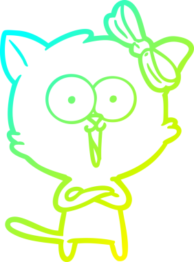 Bir insan tarafından çizilen çizgi film kedisinin soğuk gradyan çizgisi.