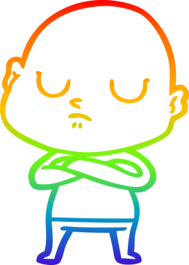 Gökkuşağı gradyan çizgisi bir insan tarafından çizilmiş kel bir adamın çizimi