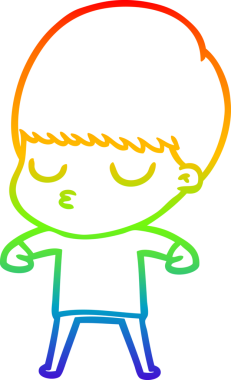 Gökkuşağı gradyan çizgi çizimi bir insan tarafından çizilmiş sakin bir çocuk