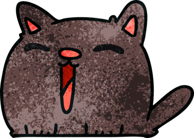 Bir insan tarafından çizilmiş kawaii kedisinin el yazısıyla çizilmiş çizgi filmi.