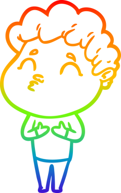 Gökkuşağı gradyan çizgi çizimi bir insan tarafından çizilen bir çizgi film adamı