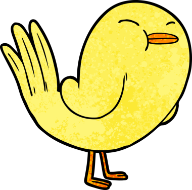 Bir insan tarafından çizilmiş çizgi film kuşu.