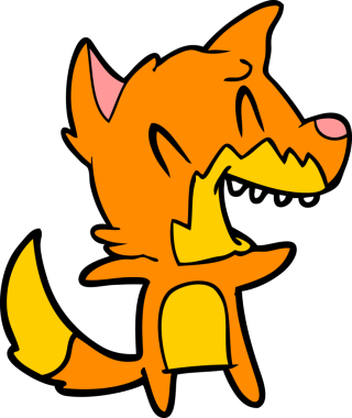 Bir insan tarafından çizilmiş gülen tilki çizgi filmi.