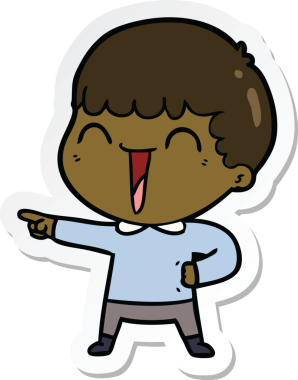 Bir insan tarafından çizilmiş mutlu bir adamın çıkartması.