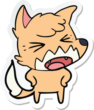 Bir insan tarafından çizilmiş kızgın bir tilkinin çıkartması.