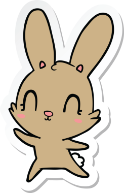 Bir insan tarafından çizilmiş şirin bir tavşan çizgi filminin çıkartması.