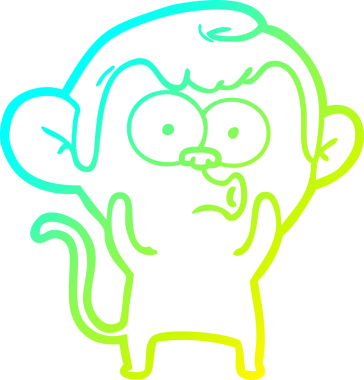 Bir insan tarafından çizilen korna çalan bir maymunun soğuk çizgi çizimi.