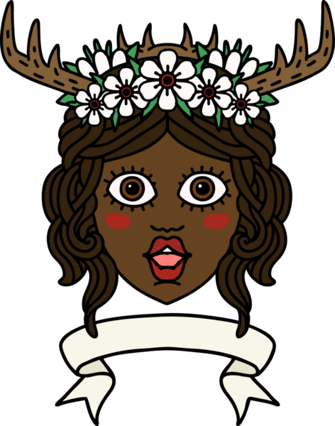 Retro Dövme Tarzı İnsan Druid karakteri Bir insan tarafından çizilmiş pankartıyla