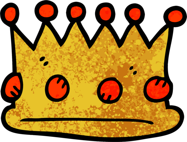 Grunge desenli resimli karikatür kraliyet tacı bir insan tarafından çizilmiş.