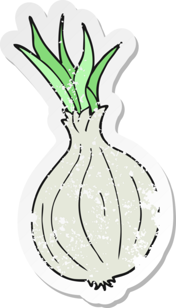 Bir insan tarafından çizilmiş bir karikatür soğanın gerilemiş etiketi.