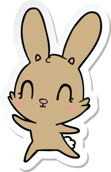 Bir insan tarafından çizilmiş şirin bir tavşan çizgi filminin çıkartması.